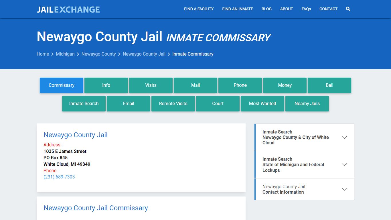 Inmate Commissary, Care Packs - Newaygo County Jail, MI